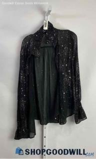 Torrid Women's Black/White Star Pattern Sheer Blouse - Sz 2X