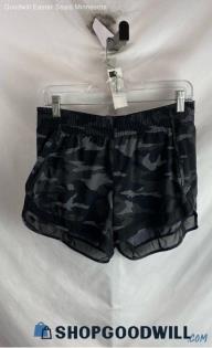 Athleta Women's Gray Camo Mesh Trim Built-In Liner Running Shorts - Sz M