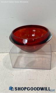 Round Red Glass Bowl