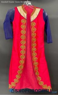 Women's East Indian Hot Pink & Navy Long