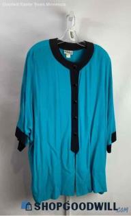 Gemini II Women's VTG Turquoise Shoulder Pad Button Up - Sz 24