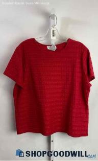 Sag Harbor Women's VTG Red Braided Striped Shirt - Sz 1X