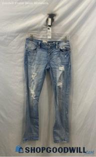 Miss Me Women's Light Blue Distress Straight Jeans - Sz 27