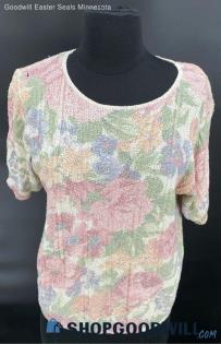 Women's Pastel Floral Patterned SS sweater