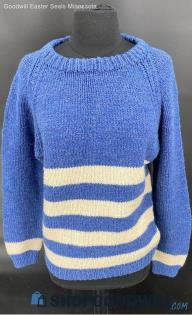 Blue & White Stripe LS Knit Sweater