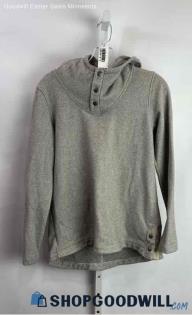 The North Face Women's Heather Gray Snap Button Mock Neck Sweater - Sz S