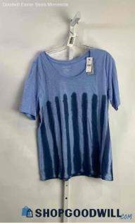 NWT Lane Bryant Women's Blue Tie Dye Striped T-shirt - Sz 10/12