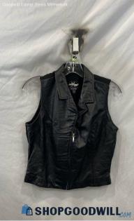 Wilsons Women's Black 100% Leather Moto Vest - Sz L