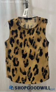 Zara Women's Beige/Black Leopard Pattern Tank Top - Sz S