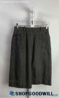 Roo Le Cover Women's Gray Textured Back Button Knee Length VTG Skirt - Sz 10