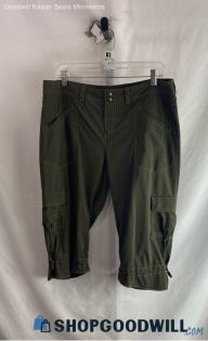 Athleta Women's Taupe Green Tech Cargo Scrunched Capri Pants - Sz 12