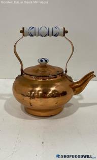 Copper Plate Ceramic Teapot With Handle