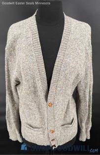 Robert Bruce Men's Grey Speckled Button Front sweater - Sz L