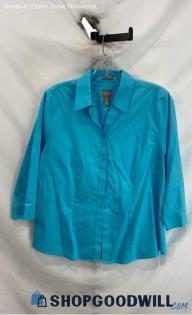 Chico's Women's Turquoise Button Up Shirt - Sz M