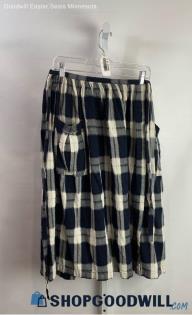 Lucky Brand Women's Navy/White Plaid Wrap Skirt - Sz S