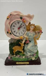 Tabletop Mantel Girl Garden Clock Battery Analog Shelf Clock