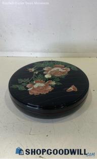 Black Lacquerware Round Covered Dish No Brand