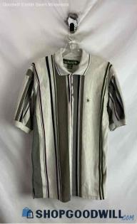 Knights Round Table VTG Men's Green/Off-White Stripe Polo Shirt - Sz M