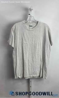 GUESS Men's Heathered Light Gray Embroidered Logo VTG T-shirt - Sz M