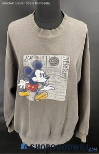 The Disney Store Men's Mickey Mouse Charcoal Grey LS Sweatshirt