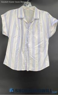 Women's White & Purple Stripe SS Summer shirt