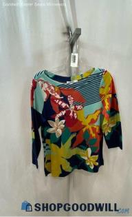 NWT Chico's Women's Multicolored Patterned Cropped Sleeve T-shirt - Sz M