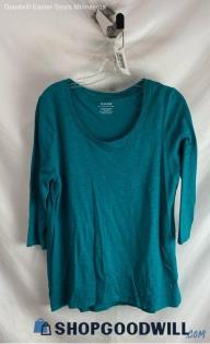 Chico's Women's Teal Green Henley Lightweight Long Sleeve Shirt - Sz M