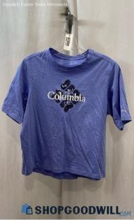 Columbia Women's Purple Logo Graphic Short Sleeve Cropped T-shirt - Sz S