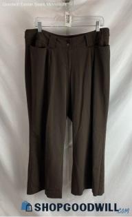 Lane Bryant Women's Brown Double Button Zip Wide Leg Cropped Pants - Sz P1