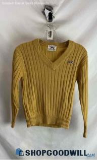 The Fox VTG Women's Yellow V-Neck Ribbed Sweater - Sz 12