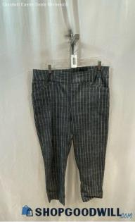 Chico's Women's Gray/White Striped Cropped Dress pant - Sz 16