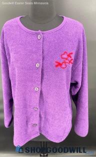 Artisans Women's VTG Red Hat Ladies LS Purple sweater - Sz L