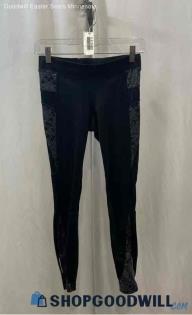 Athleta Women's Black/Gray Side Patterned Ankle Leggings - Sz XXS