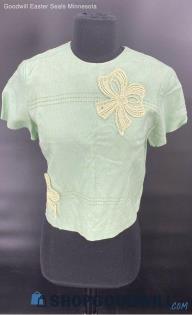 Women's Mint Green SS Embellished Shirt