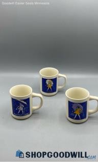 3PC Morton Salt Girl 1921,56 & 68 Ceramic Coffe Tea Mug " When It Rain It Pours"