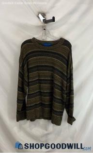 Towncraft Men's Brown/Green Heather Stripes Knit Pullover Sweater - Sz XL