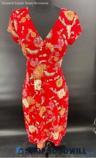 B. Darlin Red Floral Polyester Summer Casual Dress - Sz 9/0