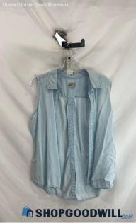 Chico's Women's Light Blue Sleeveless Button Up - Sz L