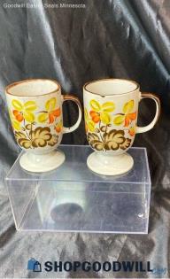 Vintage Design Flowers Coffee Glass 2 Cups