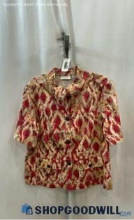 Chico's Women's Red/Yellow Button Up - Sz 2