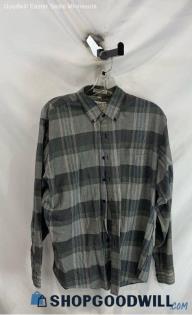 Impact VTG Men's Gray Plaid Button Up Shirt - Sz L