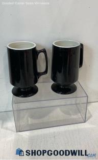 Hall Black 2 Mugs W Handles