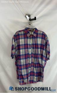 Main Scream VTG Men's Red/Gray Plaid Button Up Shirt - Sz L