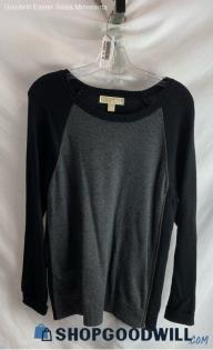 Michael Kors Women's Black/Gray Knit Side Zipper Detail Sweater - Sz M