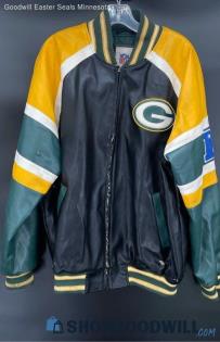 Green Bay Packers NFL Faux Leather Coat - Sz XL