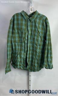 REI Men's Teal/Green Plaid Lightweight Long Sleeve Button Down - Sz XL