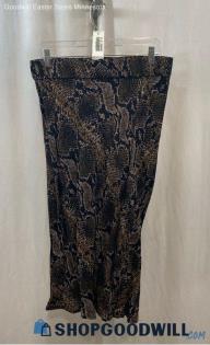 Zara Women's Black/Brown Snake Patterned Pull On Maxi Skirt - Sz L