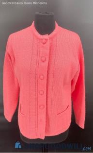 Ian Dorsey Women's VTG Pink Acrylic Cardigan sweater