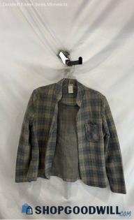 Unbranded VTG Women's Gray/Beige Plaid Open Blazer - Sz 12