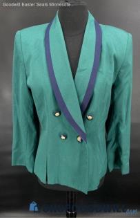 Suitme Women's Forest Green blazer with navy blue trim - Sz 10